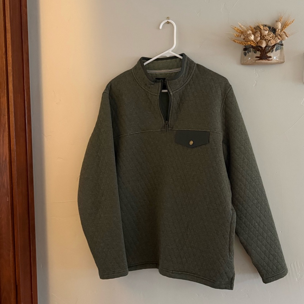 Pendleton Quilted Half-Zip Pullover — Olive - image 1